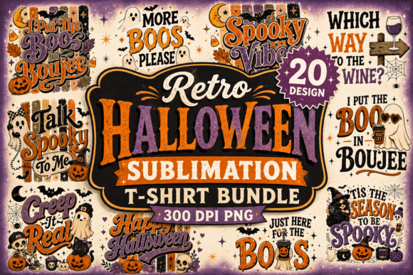 Download Retro Halloween PNG TShirt Design Bundle - Tshirt Collection