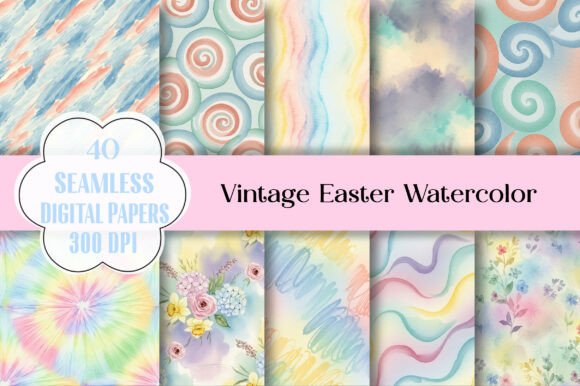 Download Vintage Easter Watercolor Digital Papers - Vintage easter watercolor Collection