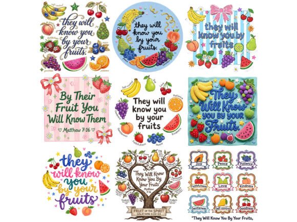 Download Faith Fruits Bible Tshirt Design Bundle - Tshirt Collection