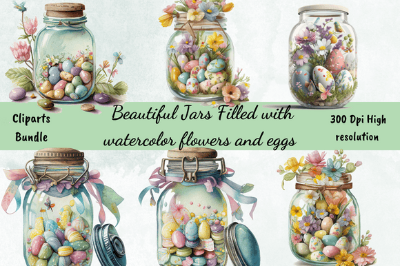 Download Vintage Easter Jar Watercolor Bundle - Premium Resources