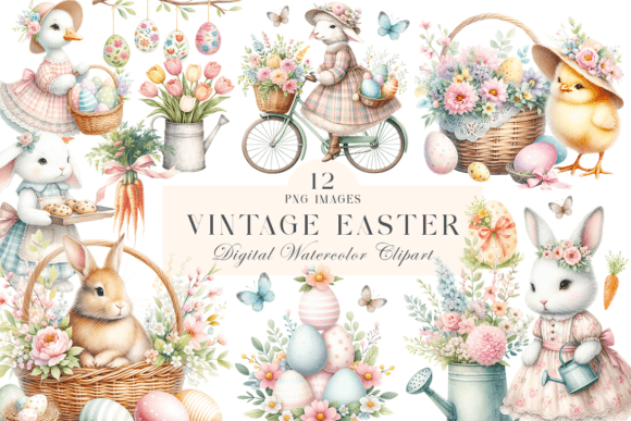Download Vintage Easter PNG Clipart Bundle - Premium Bundle
