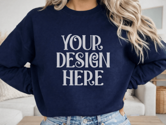 Download Gildan 18000 Navy Sweatshirt Mockup - Tshirt Collection