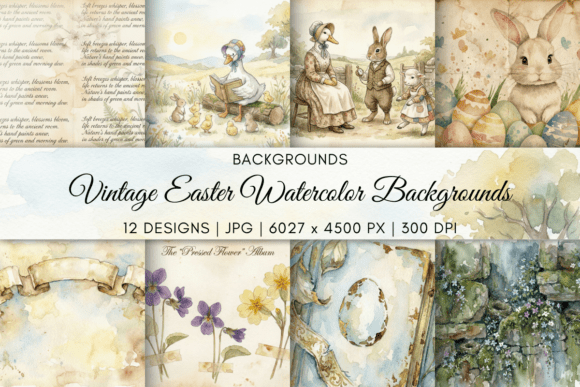 Download Vintage Easter Watercolor Backgrounds - Premium Resources